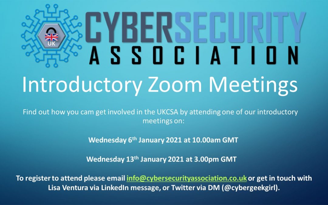 Introductory Meetings on Zoom for the UK Cyber Security Association